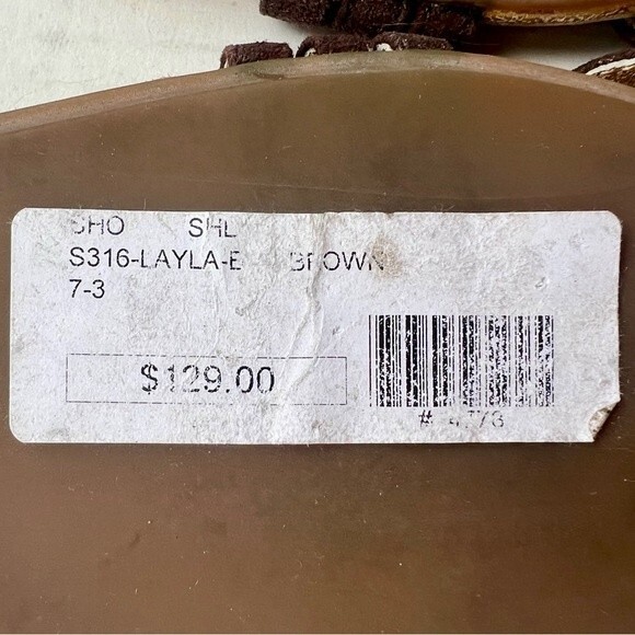 Shoola Layla Brown Leather Slide Sandals Metallic Gold Footbed Size EU 39 US 8 - Picture 11 of 12